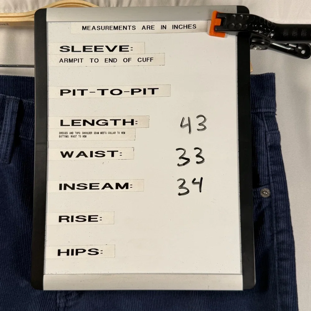 Levis‎ 511 Slim Fit Fine Wale Corduroy Pants Mens 32x34 Navy Blue Stretch